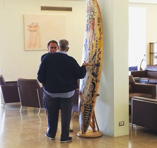 Renato Penna and Dario Correale in the hotel lobby with the finished MANA art piece!