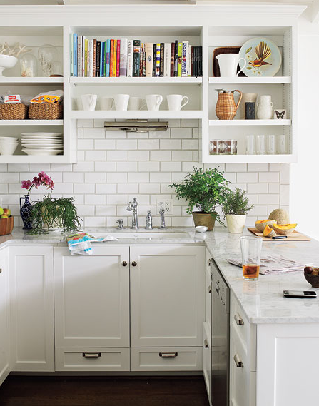 Pure White cabinets make for a happy and cheerful kitchen no? Image source: Decorpad