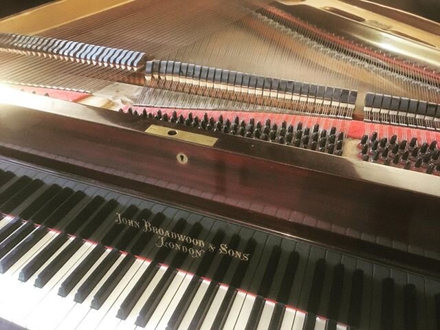 Broadwood Barless Grand. They are unusual because they lack struts running across the frame. Very interesting but because of the extra thick frame it weighs a ton, even for a piano! #johnbroadwoodandsons #pianodesign #deceptivelyheavy #grandpiano #ol
