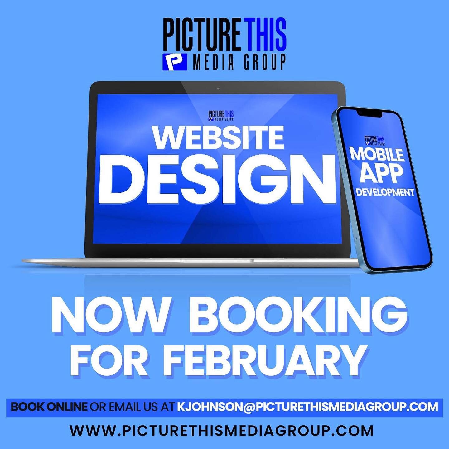 Our books are open for 💻Website Design and 📱Mobile App Development!
-
-
Book online or email us!
🖥www.picturethismediagroup.com
📧kjohnson@picturethismediagroup.com

#webdesign #website #websitedesign #picturethismediagroup #appdevelopment #mobile