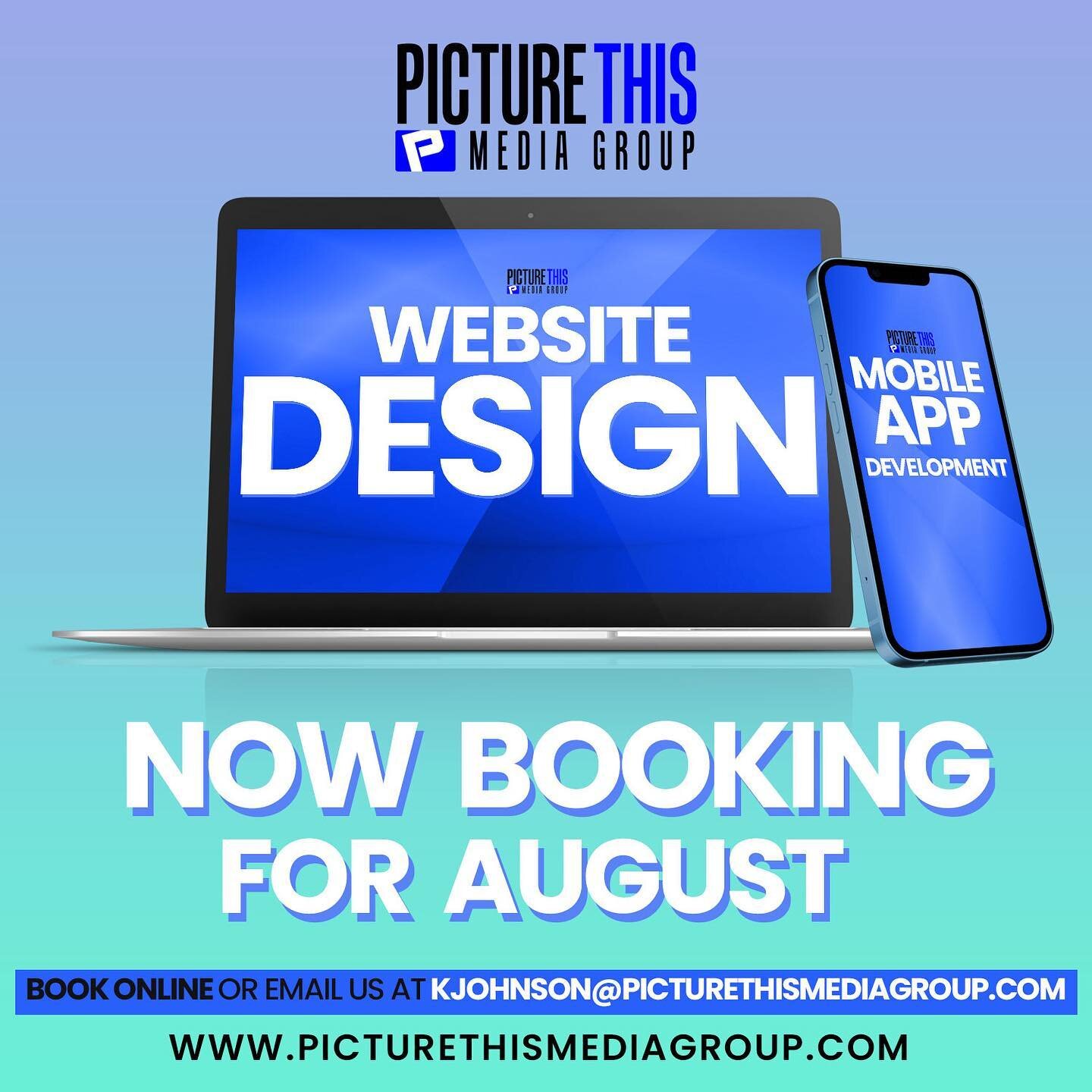 Our books are open for 💻Website Design and 📱Mobile App Development!
-
-
Book online or email us!
🖥www.picturethismediagroup.com
📧kjohnson@picturethismediagroup.com

#webdesign #website #websitedesign #picturethismediagroup #appdevelopment #mobile