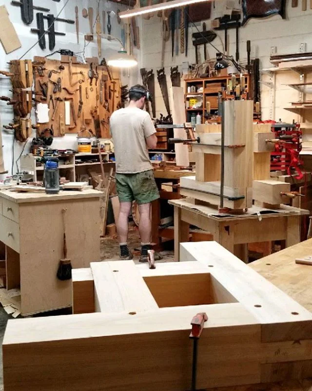 I've spent the past week basically timberframing these eave brackets (or corbels) for a house in Durham. They're made of 5&quot;x5&quot; wet cypress and there are 17 of them. I'm completely exhausted but banging in those pegs made me feel pretty hard