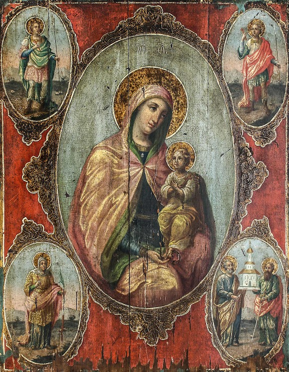 Theotokos with Christ and selected Saints. Russian..jpg