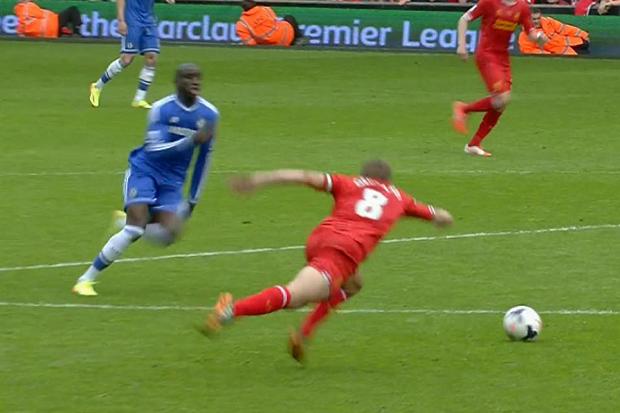 Steven Gerrard shown here ensuring another Liverpool title.