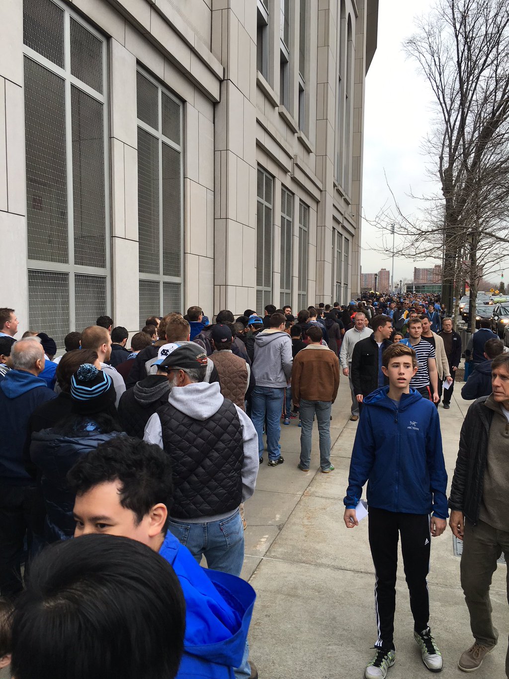 The line for NYCFC fans as of Tuesday the 15th at 1:30 pm waiting to attend the game last Sunday.