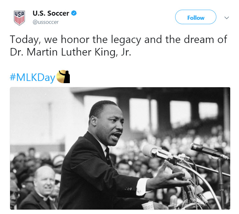 We honor the legacy and dream, but only in that WAY off in the distant past kind of way. Not in a way that would actually honor the legacy and dream of Dr King carried out by current people and athletes.
