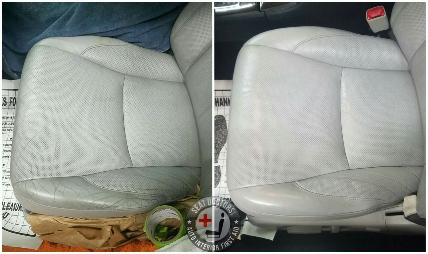 Lexus Leather Dye Before After Seat Doctors - Gray Leather Dye Lexus Leather Dye Before After Seat Doctors - Gray Leather Dye