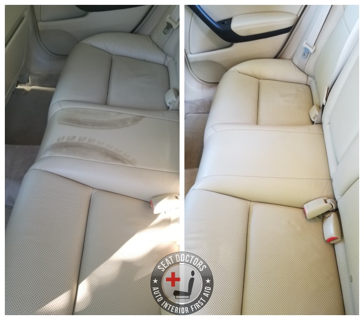 Leather Dye Before After Seat, How To Remove Dye Stain From Leather Car Seat