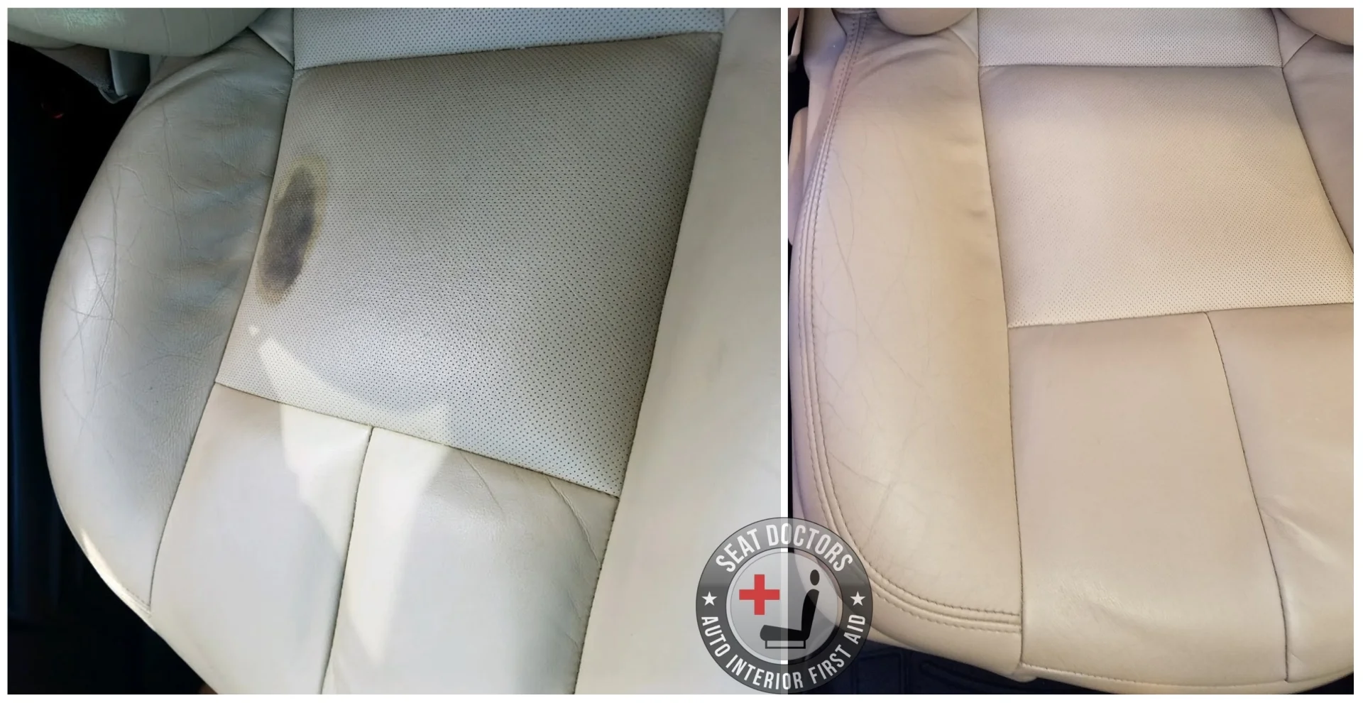 Some wear along with a little bit of damaged leather was repaired using new leather dye -- the dye was rubbed in using a lint free shop towel for a couple coats to verify the color match, and then the final 3 coats were applied using an airbrush. As usual, similar results can be acheived using a Preval Sprayer. Do you need leather dye for your Pontiac? Submit your order by CLICKING HERE and we'll produce matching dye using your VIN and interior color code.