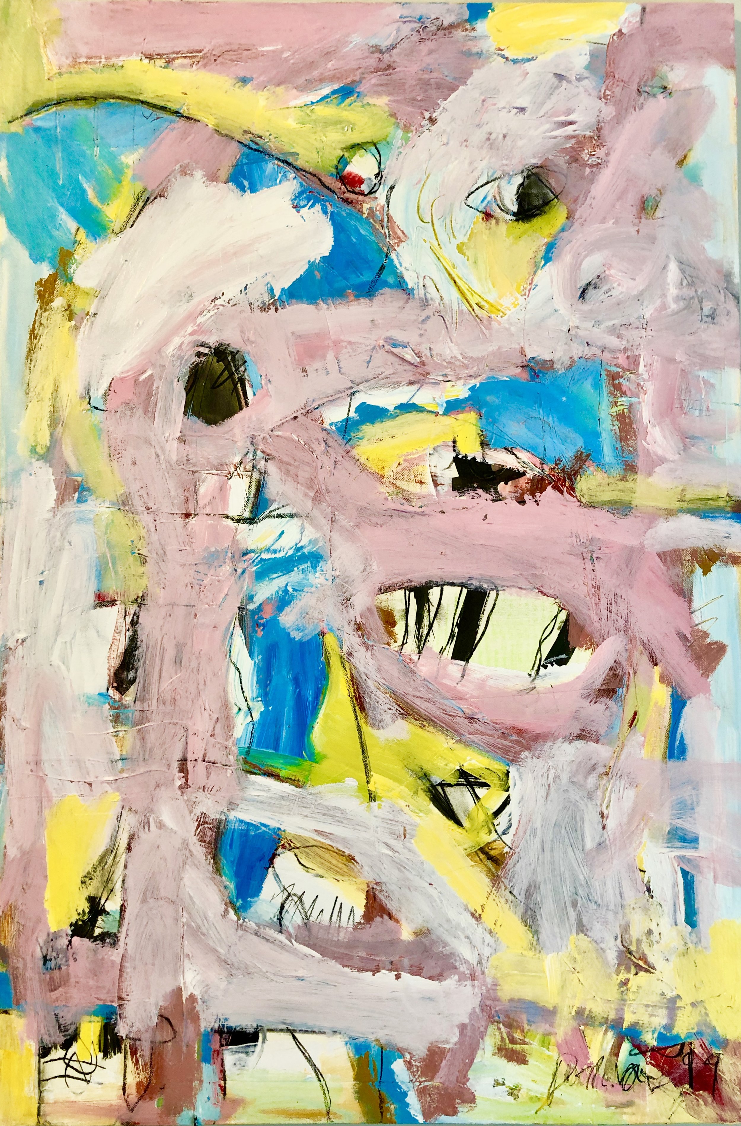 Answer My Prayers Acrylic, charcoal, pasted paper on canvas 36” x 26” 2019