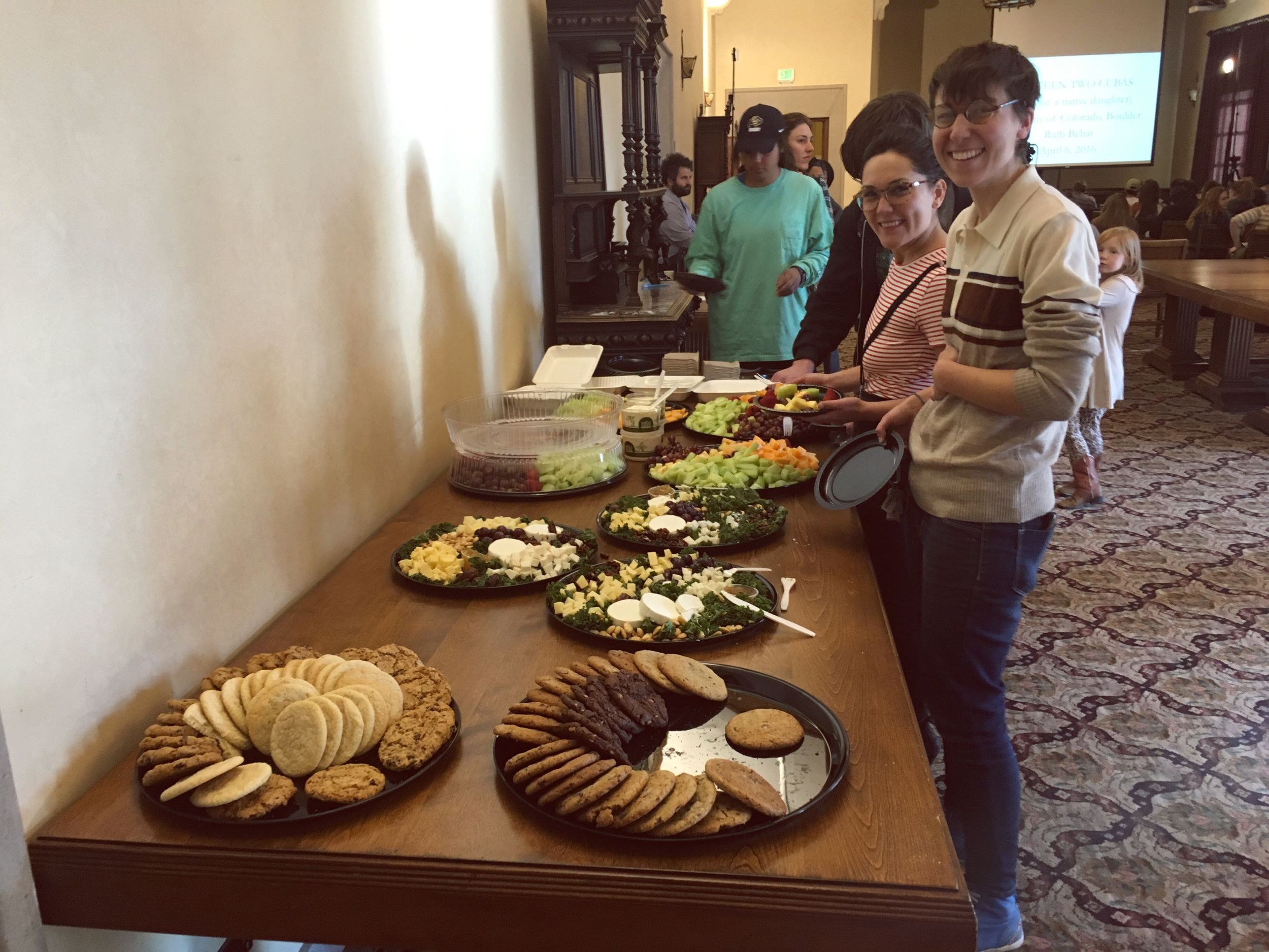 Arielle Milkman and Ximena Keogh Serrano during the reception at Behar's talk, "Between Two Cubas," April 6, 2016