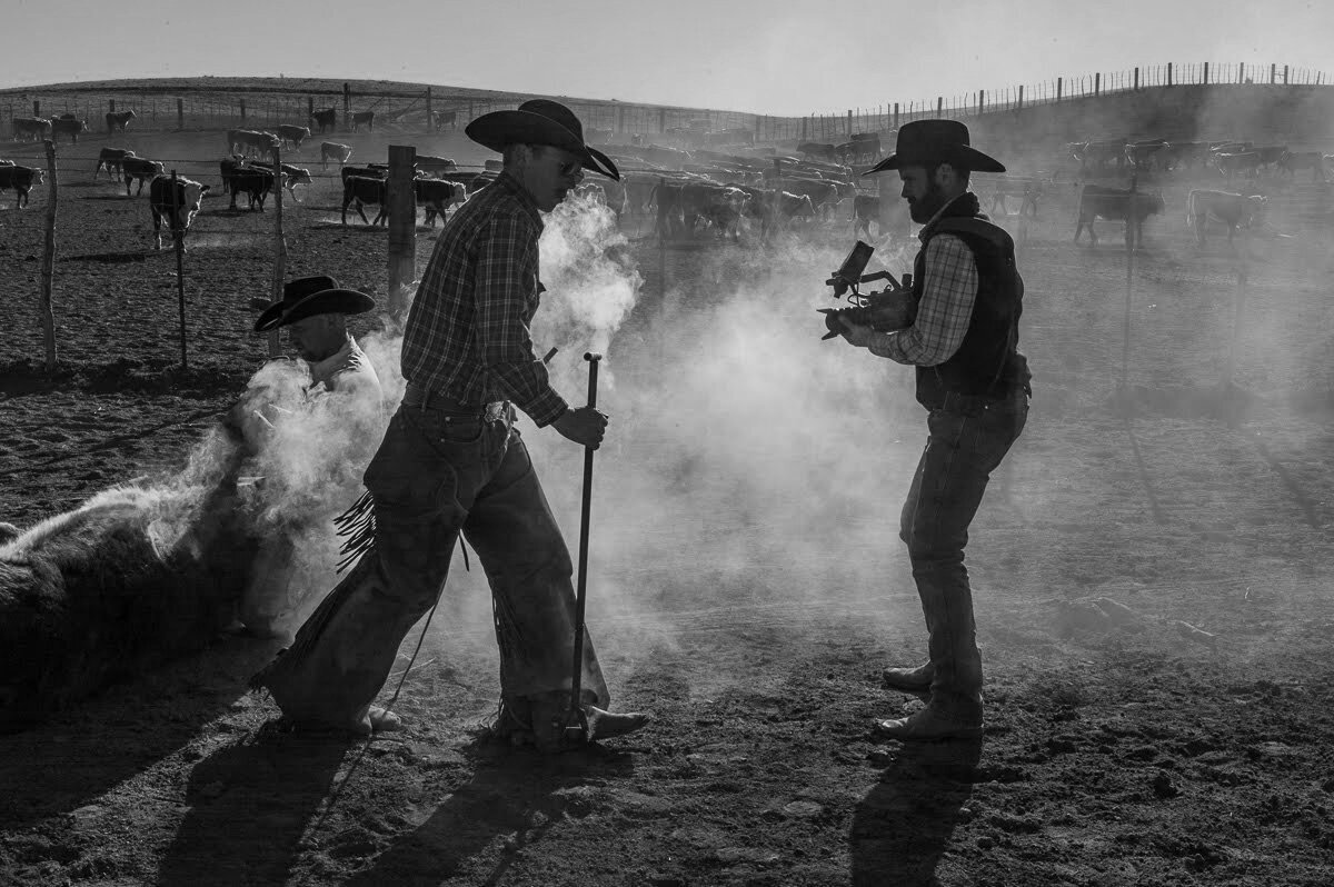  Co-director and DP Bud Force shoots a smoky branding scene in Arizona.  