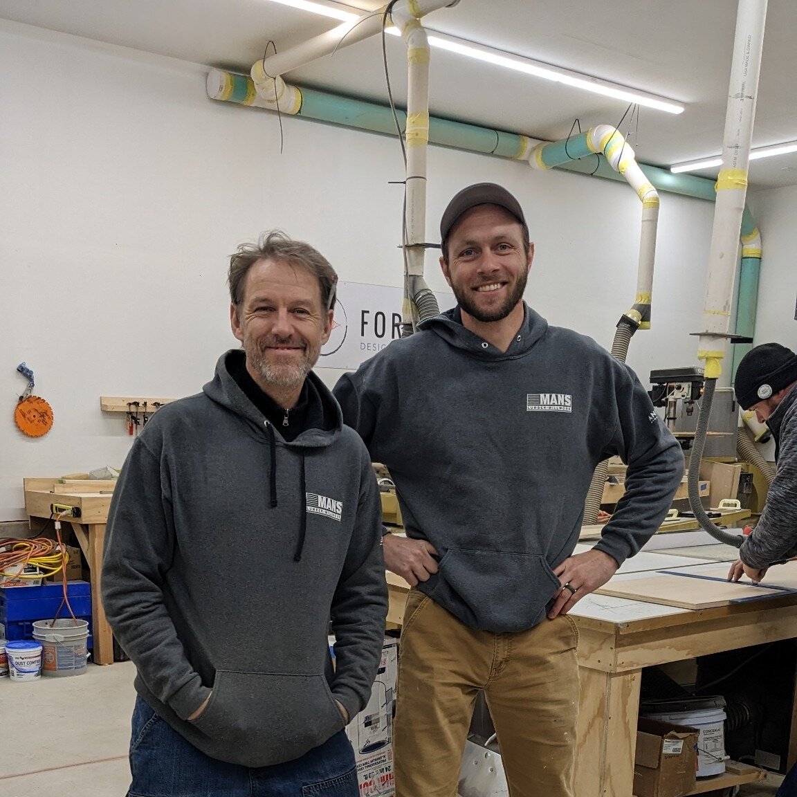 Apparently today has been named #MansLumberMonday after Brian, Project Manager, and Mike, Carpenter, both showed up today in Mans Lumber sweatshirts! 
 
@manslumber1900