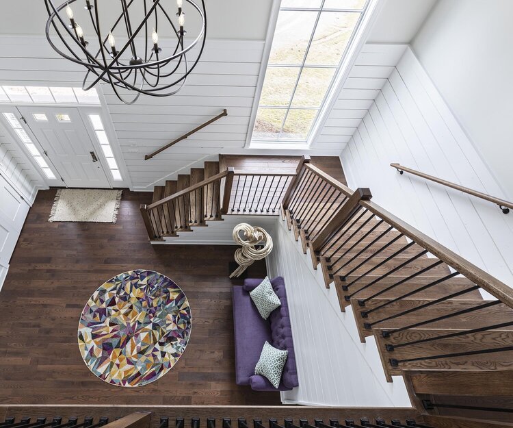 Textured Craftsman Home Custom Stairway By Forward Design Build.jpg