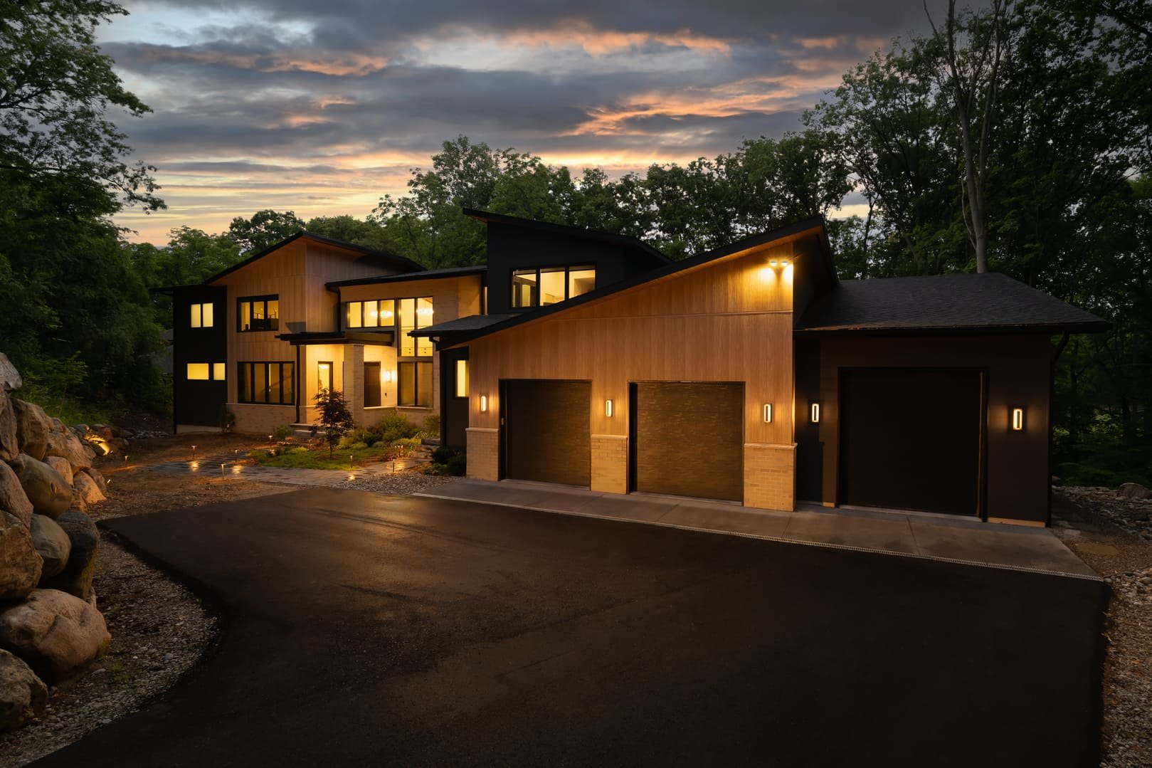 A two-garage house in a custom home in Ann Arbor by Forward Design Build Remodel.