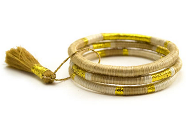 Across Africa - Natural Gold Aria Bracelet (Set of 3) $22