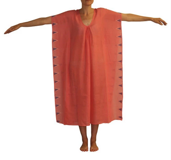 Coral Jamdani Kaftan, India