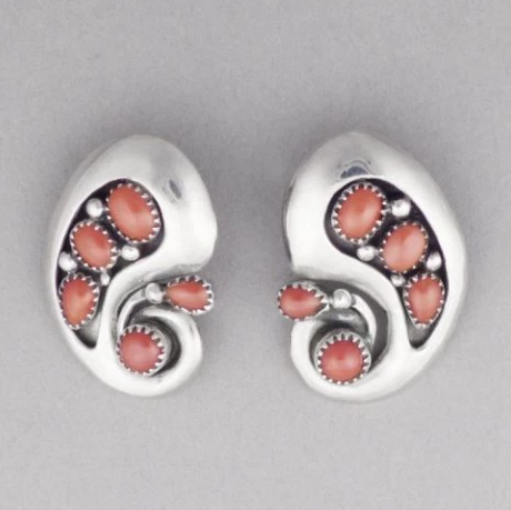 Coral and Silver Earrings, New Mexico