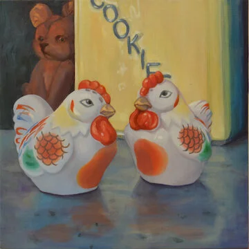 Gossipping Hens  12" x 12"  sold