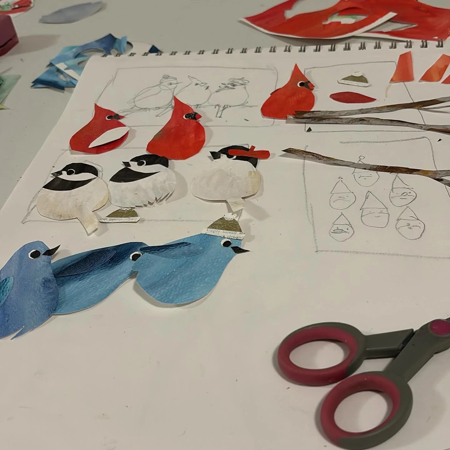 Sniping away. Getting ready for holiday market number three. #festiveseason #holidaymarket #collageart #wip