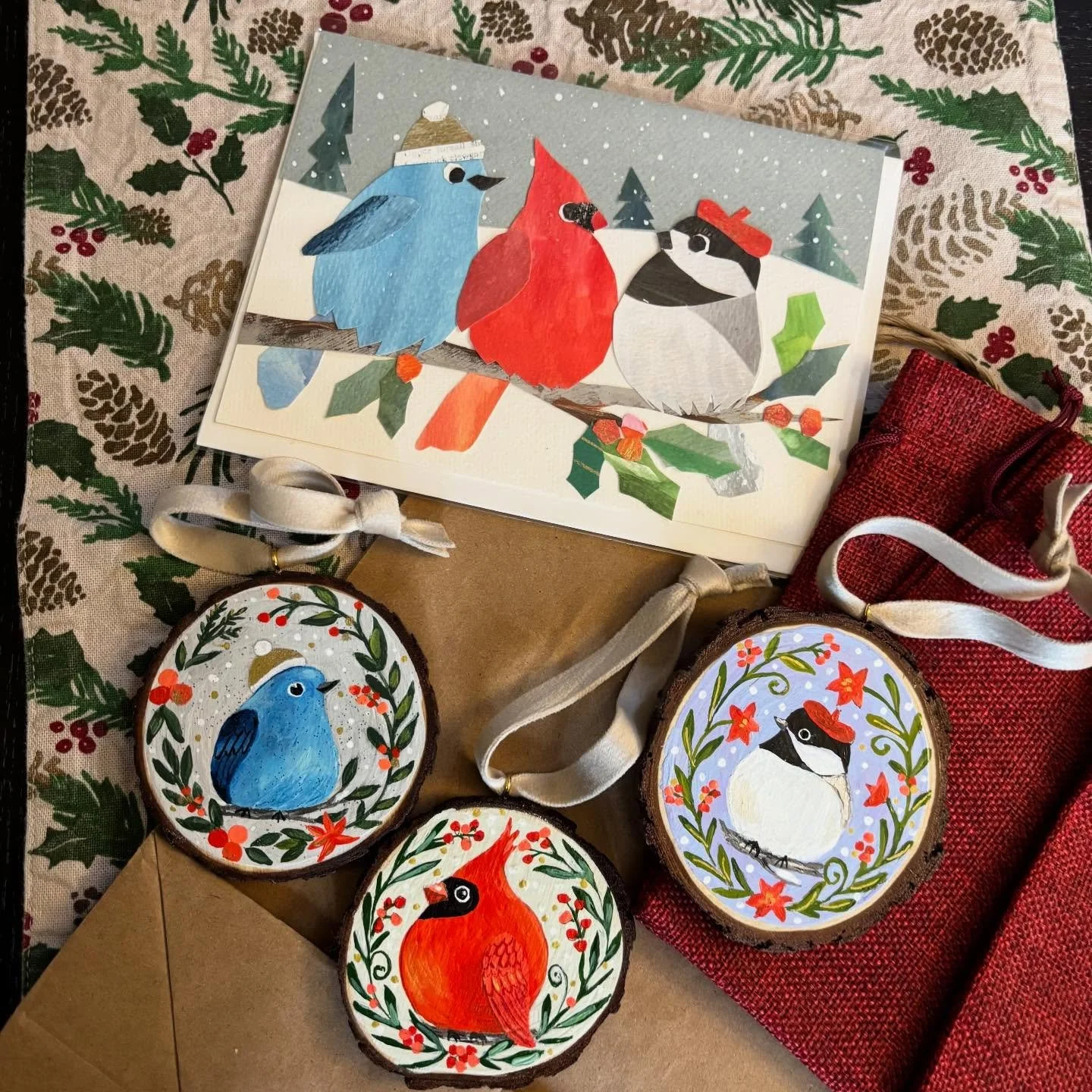 Off to deliver this gift package to a customer who couldn&rsquo;t make it to the market

#whimsicalart #holidaydecor #handpaintedornaments