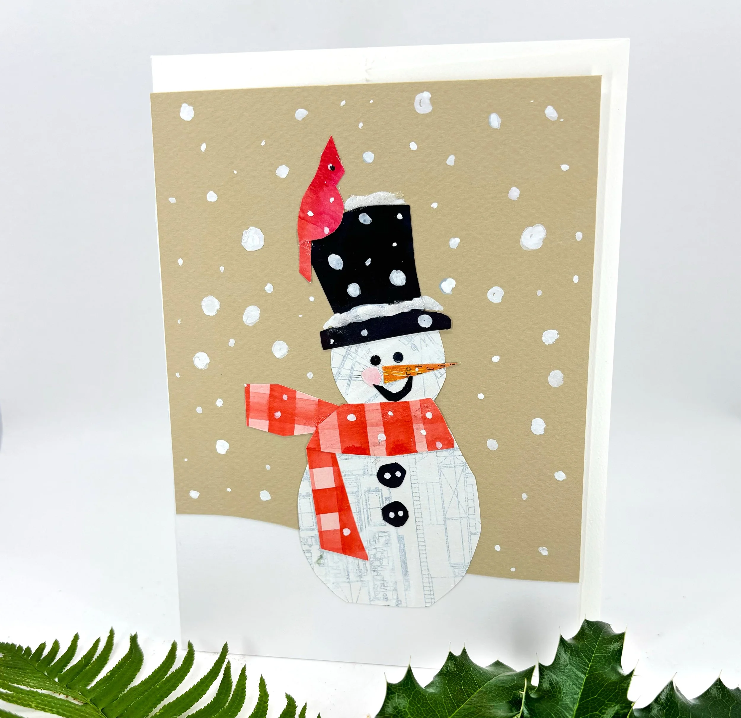 Snowman with Cardinal