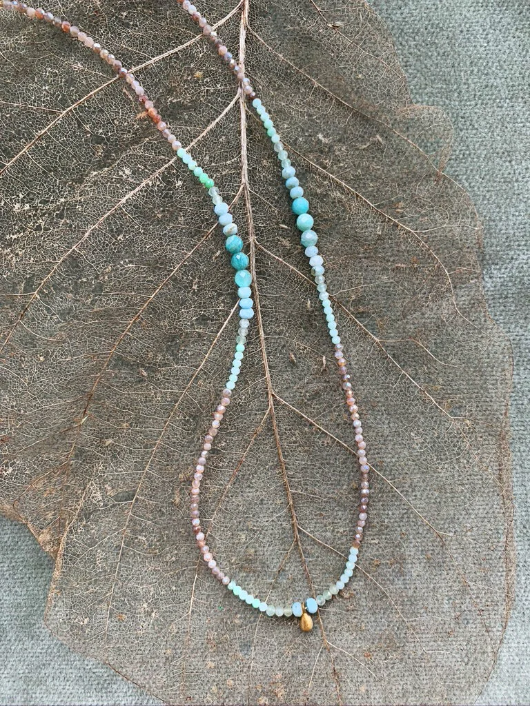 Chryophrase & moonstone Gold drop necklace 18''.jpeg