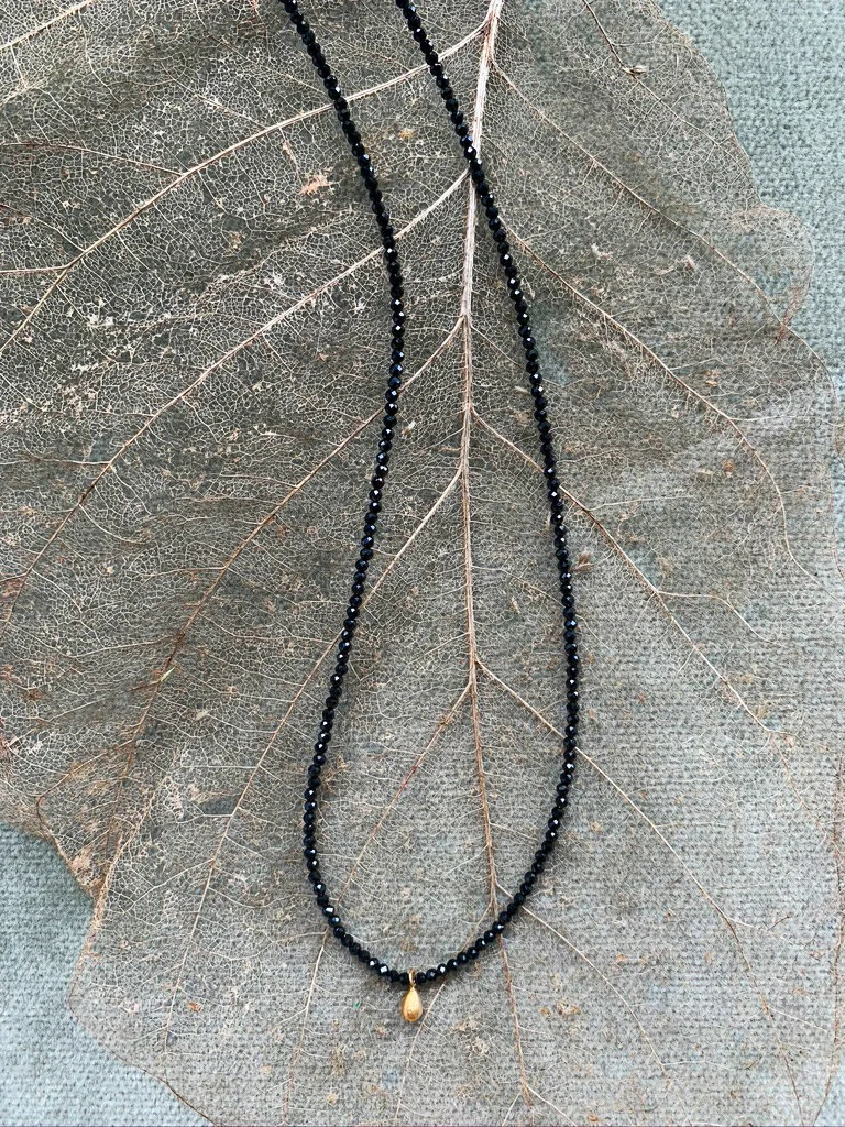 Black Spinel Necklace with Gold drop 18%22 .jpeg