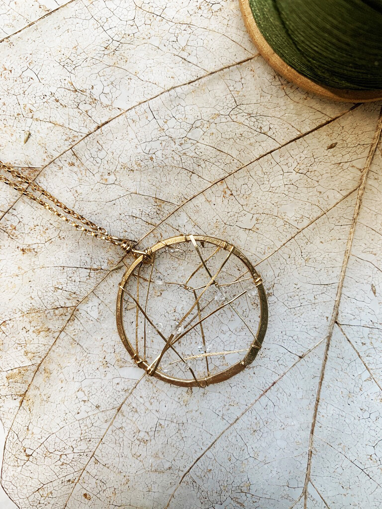 Herkimer Diamond dream catcher necklace 18%22.jpeg
