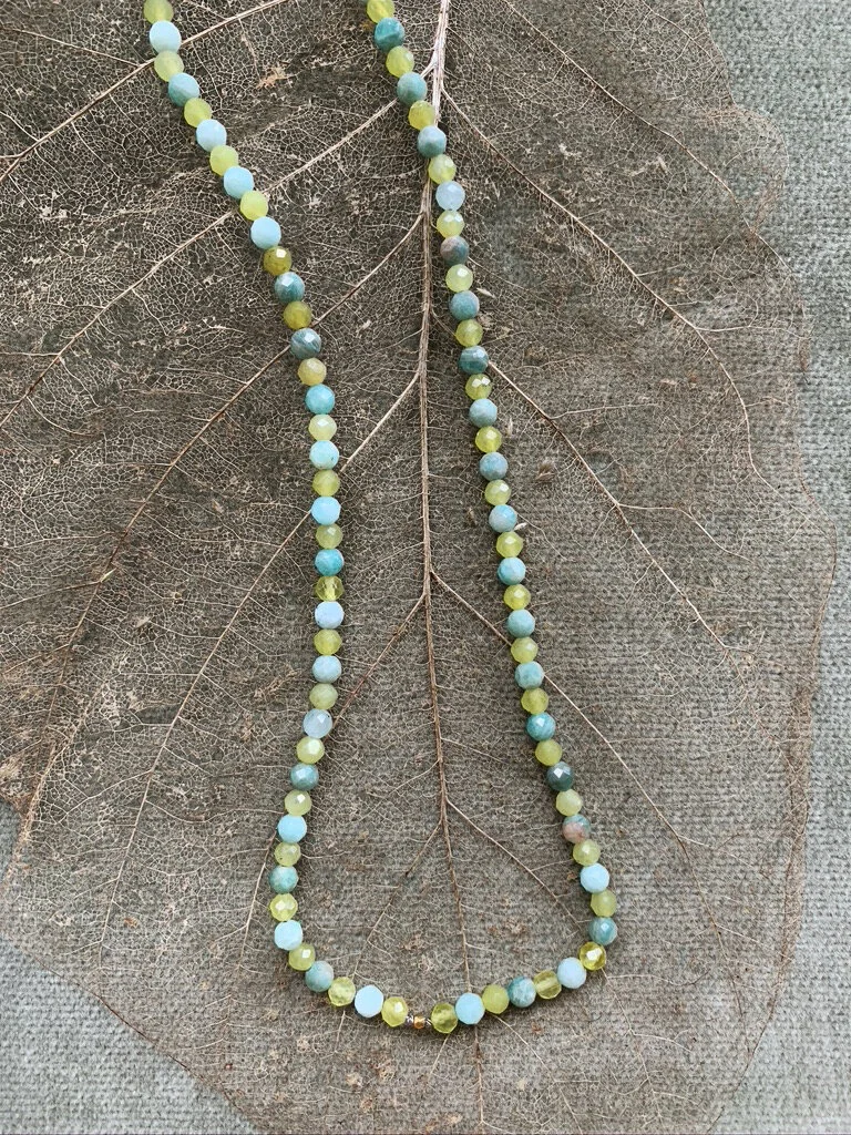 Green Opal & Chrysophrase necklace with 18kt Gold bead .jpeg