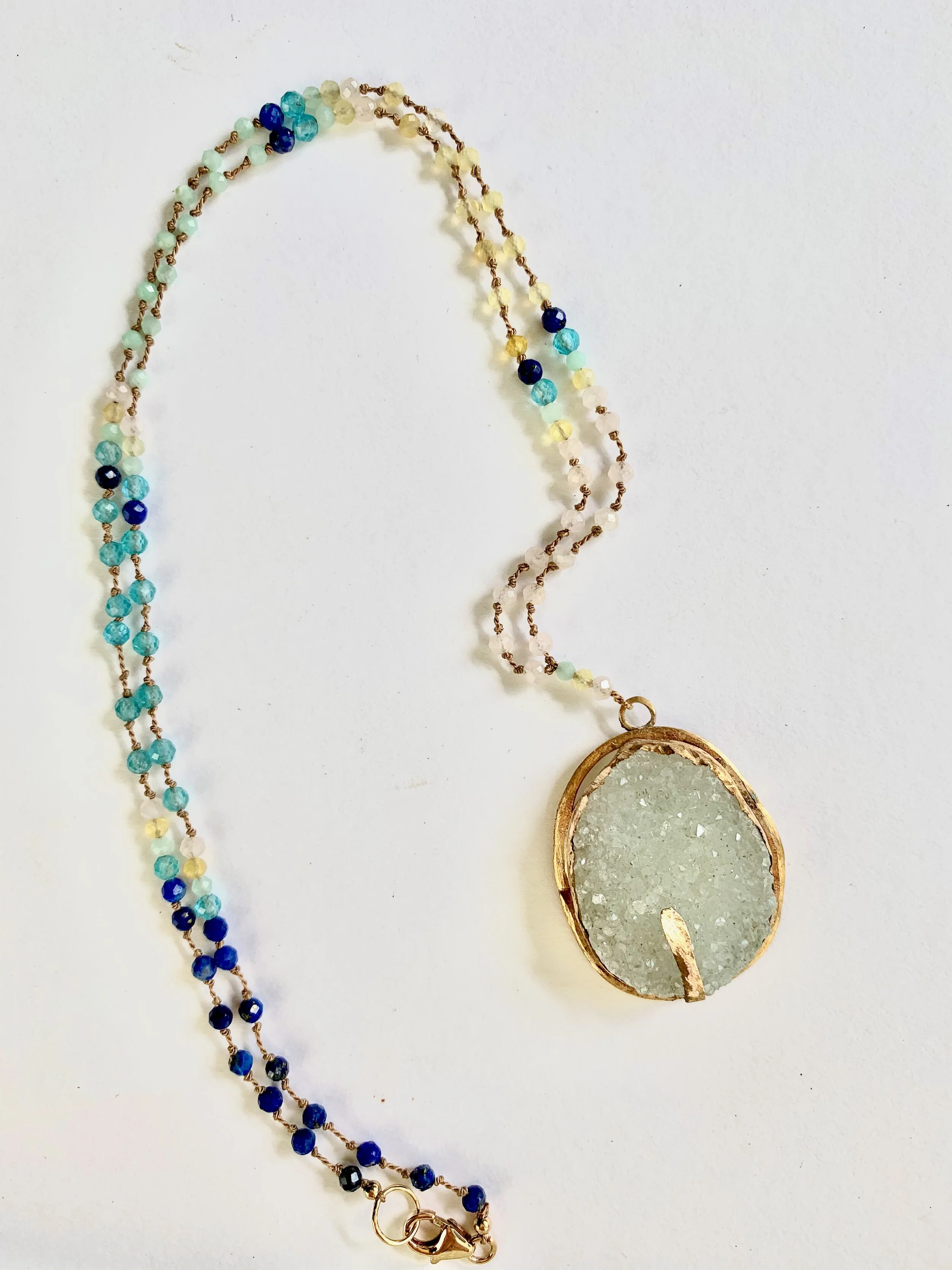 Druzy Necklace~Morganite, Neon Apatite, Yellow Opal, Lapis~.jpeg