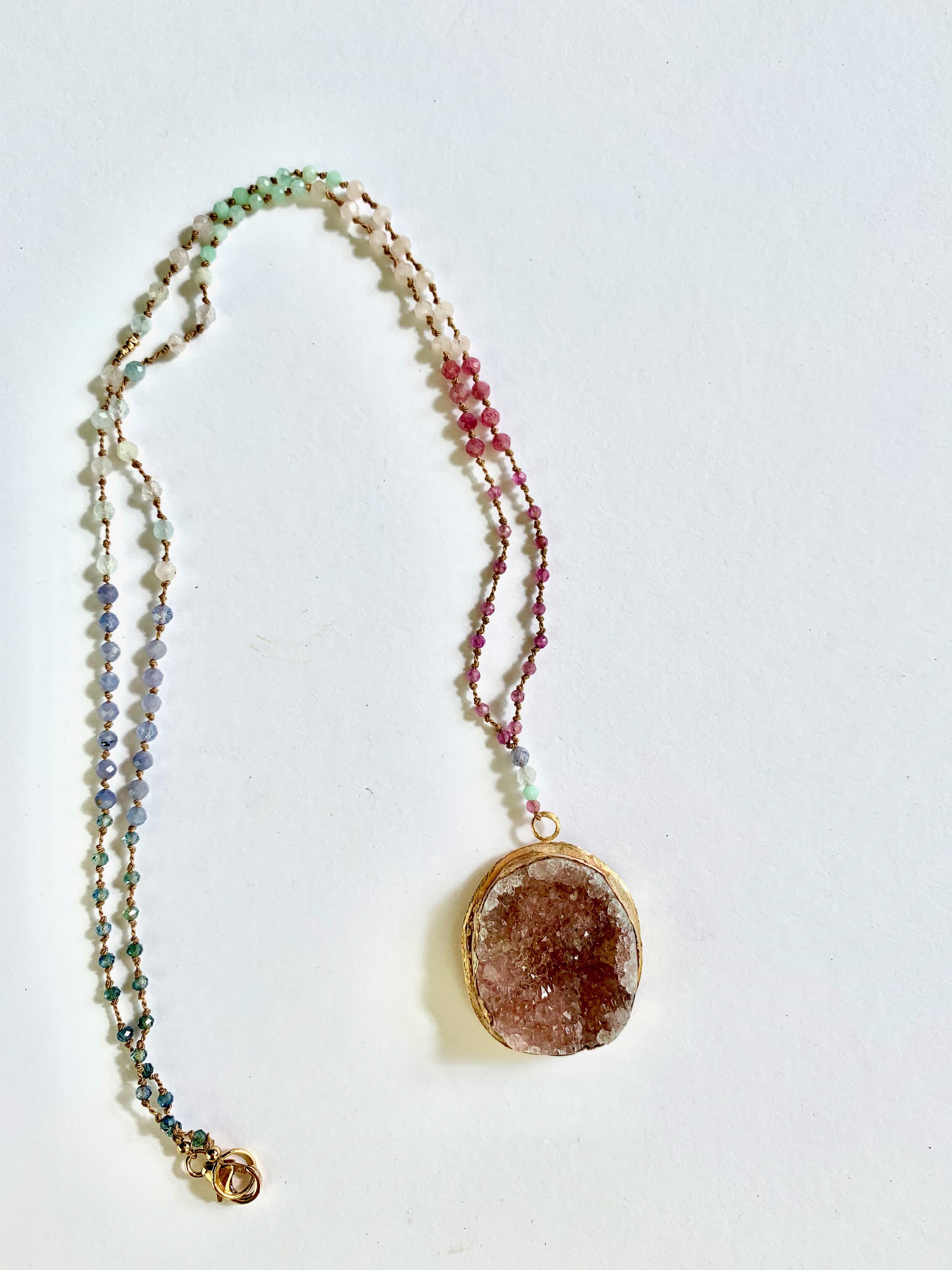 Druzy Necklace~Ruby, Morganite, Chrysophrase, Amazonite, Tourmaline.jpeg