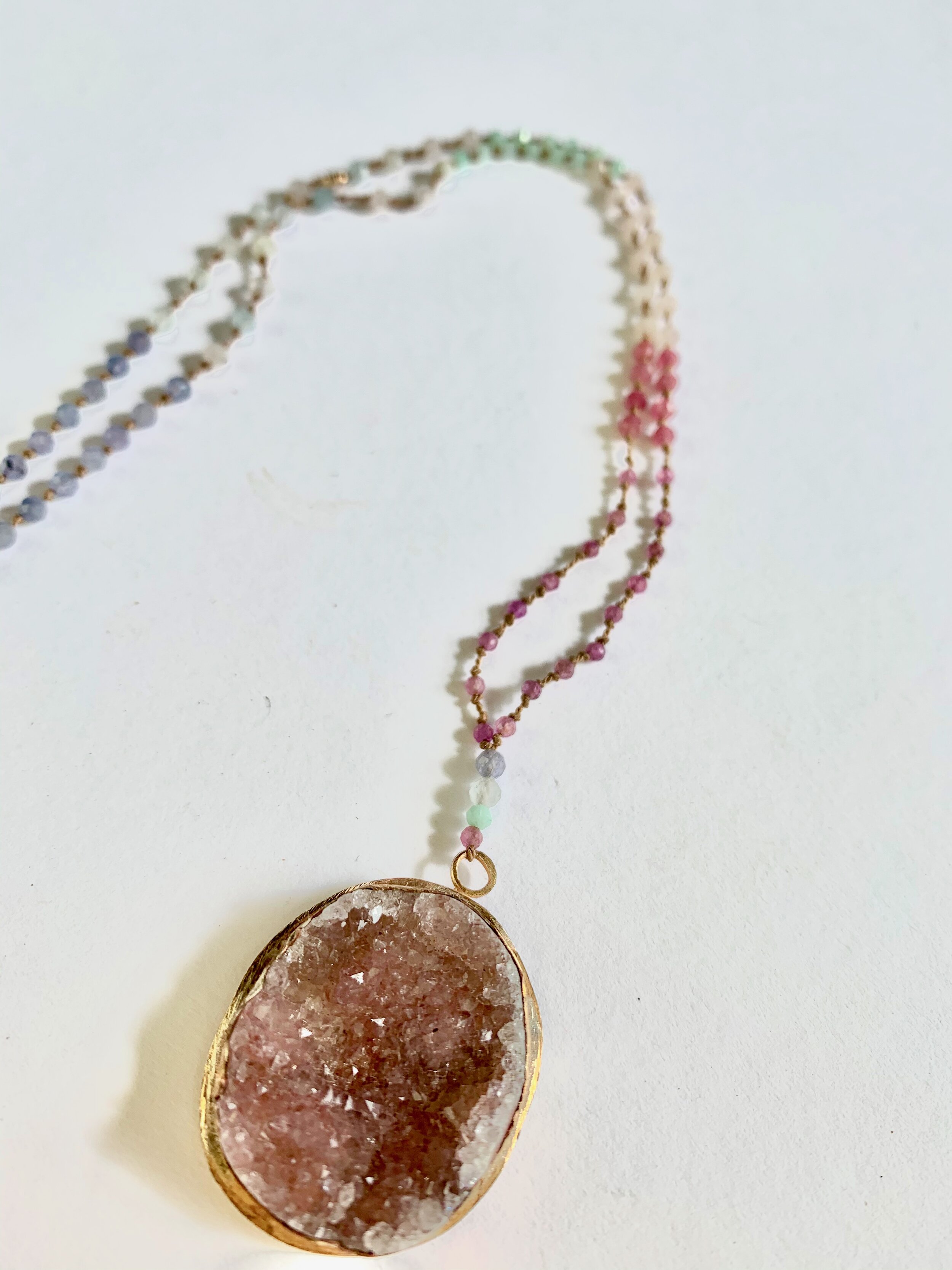 Druzy Necklace~Ruby, Morganite, Chrysophrase, Amazonite, Tourmaline~.jpeg