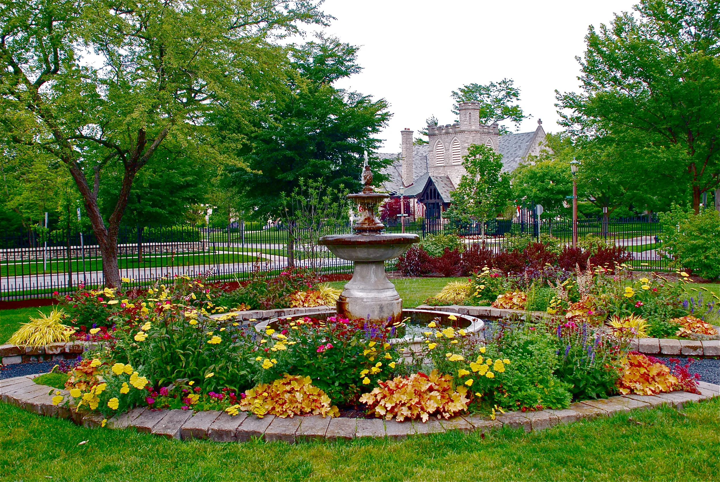 The Charles Ware Memorial Garden's fountain.