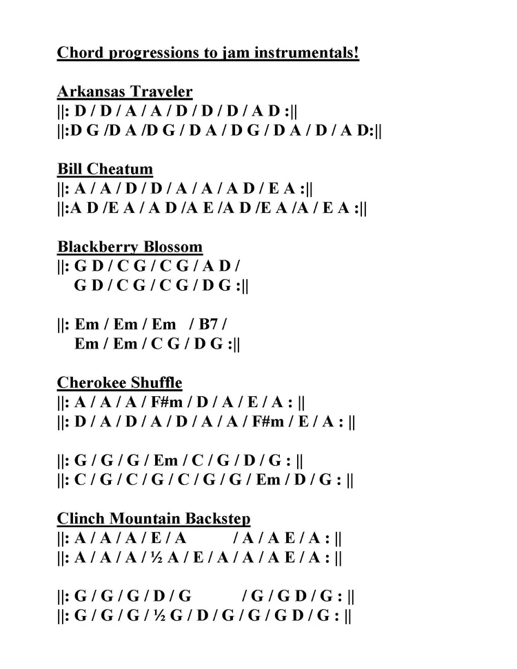 Jam Instrumental Chord Progression Chart The Handsome Ladies Jam Instrumental Chord Progression Chart The Handsome Ladies