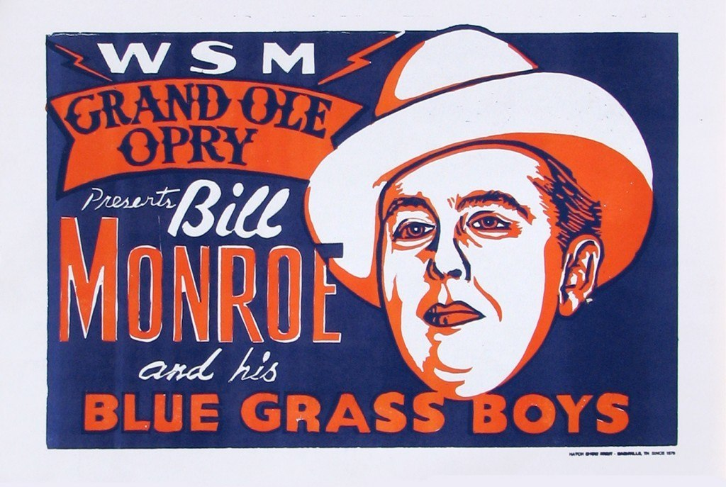 Bill Monroe, The Father of Bluegrass, advertises his first appearance on the Grand Ole Opry in 1940, Poster by Hatch Show Print
