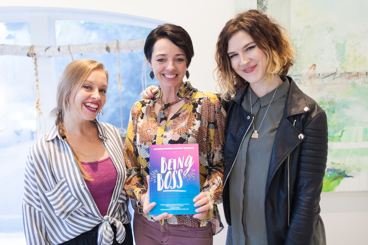 Emily Thompson (Being Boss co-author), Grace Kraaijvanger (Founder of The Hivery), and Kathleen Shannon (Being Boss co-author)