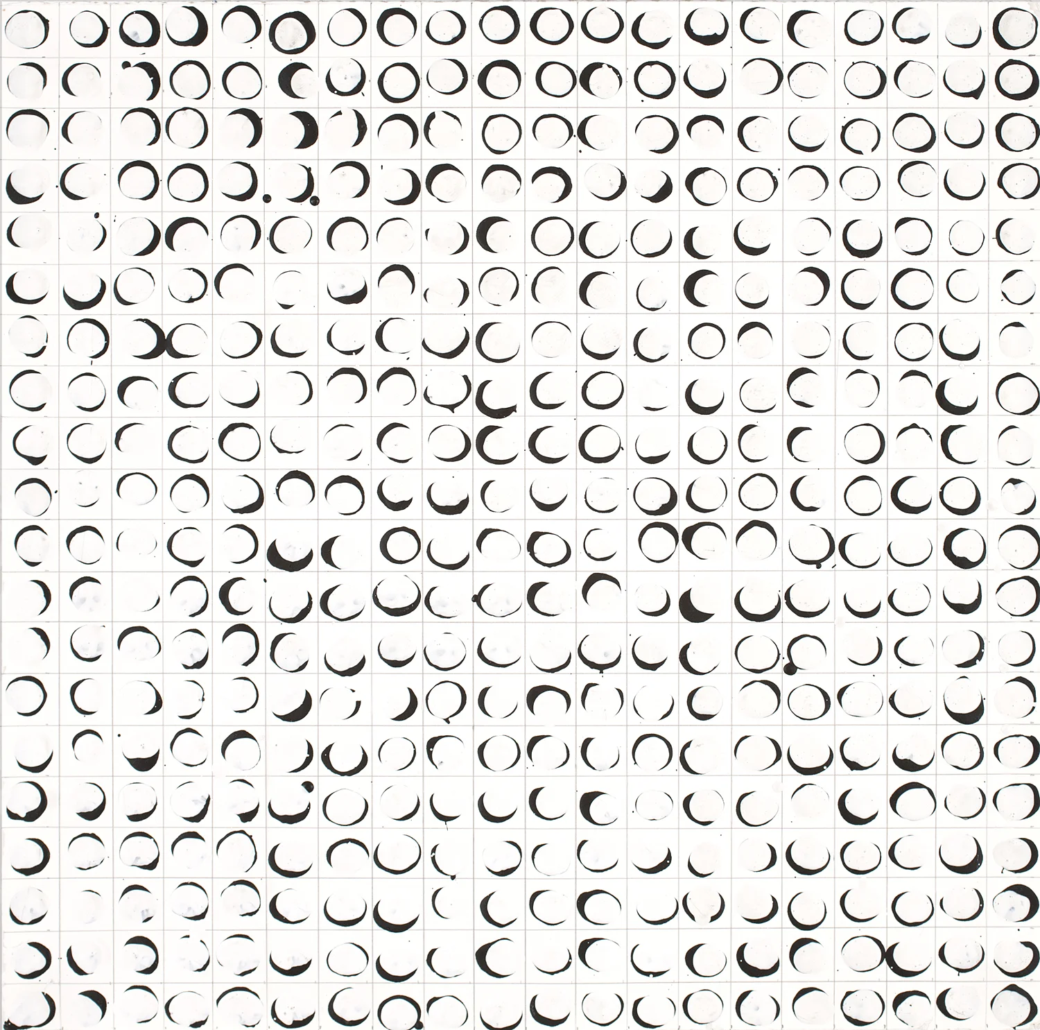  Black and White Square Grid,&nbsp;2007 20 by 20 inches Paint and graphite on paper 