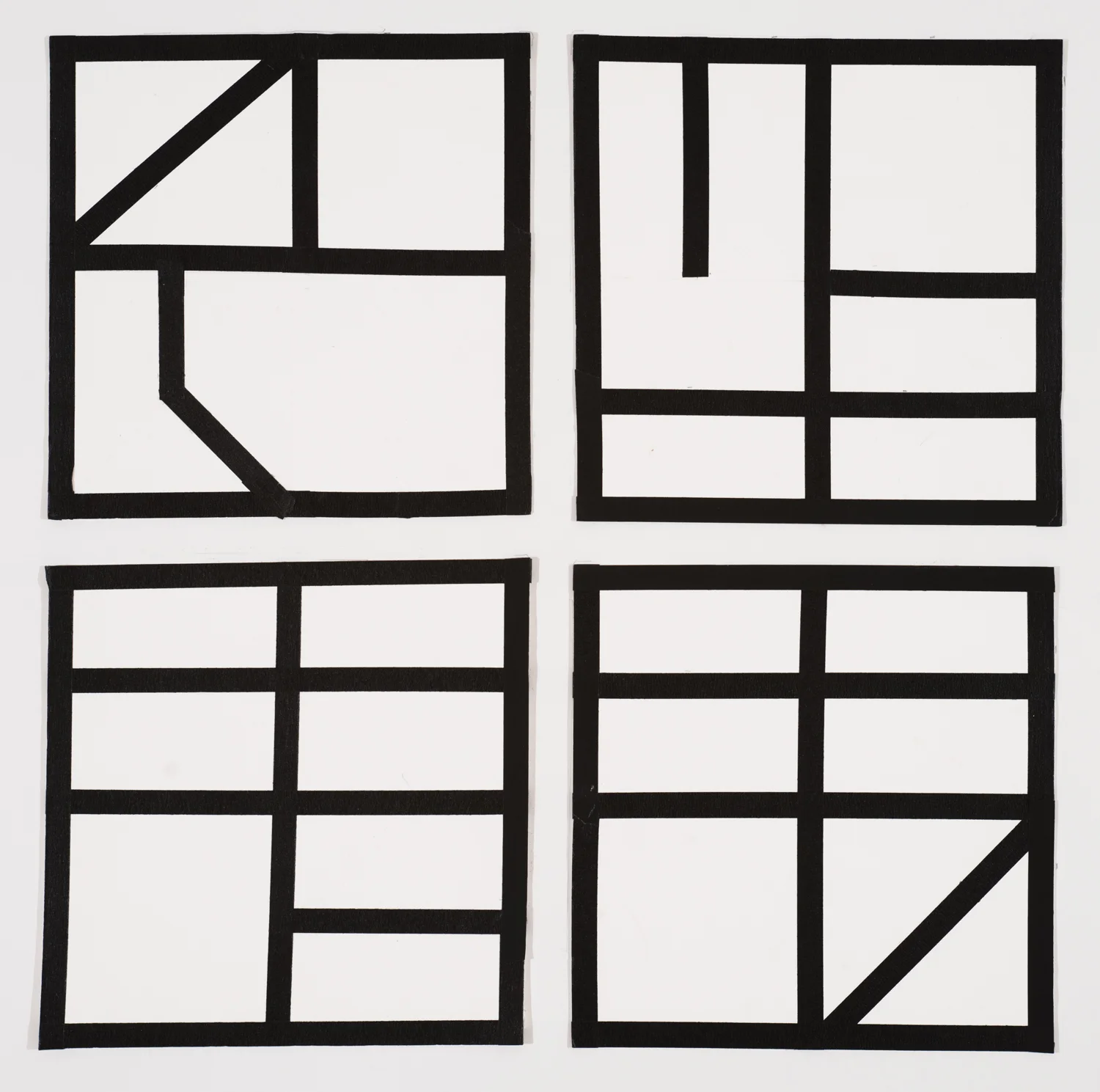  Small Letters,&nbsp;2014 Each drawing 9 by 9 inches Tape on paper 