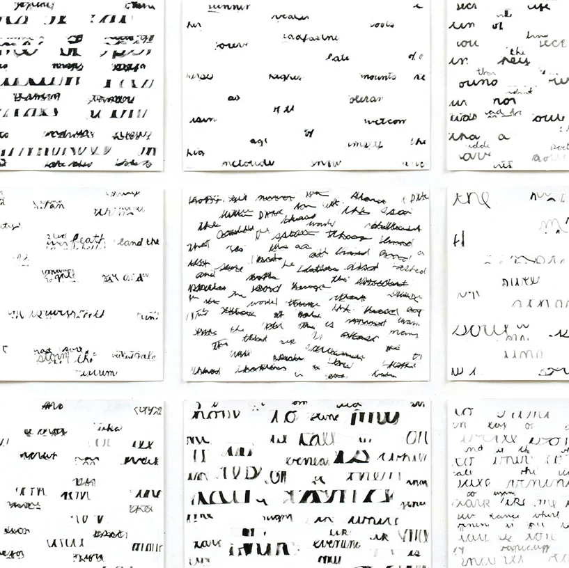 (Detail) A Poem A Day, 2010 59 by 59 inches Paint and tape on paper