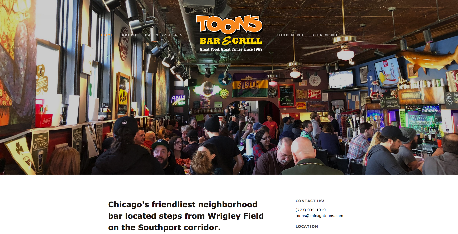 Website design - Toons Bar & Grill - Click here to view more