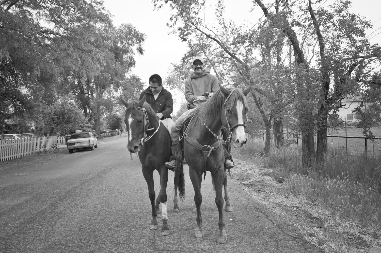 Many residents can be seen riding horses in the streets.