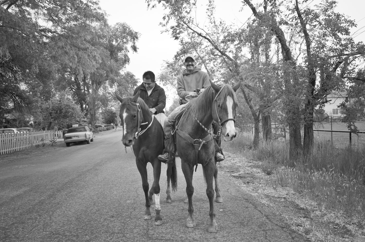  Many residents can be seen riding horses in the streets. 