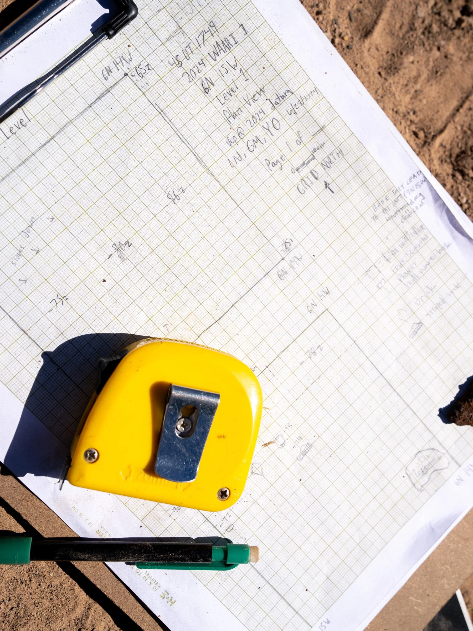 The archaeologists tools at the Evanston Chinatown site in June 2024.
