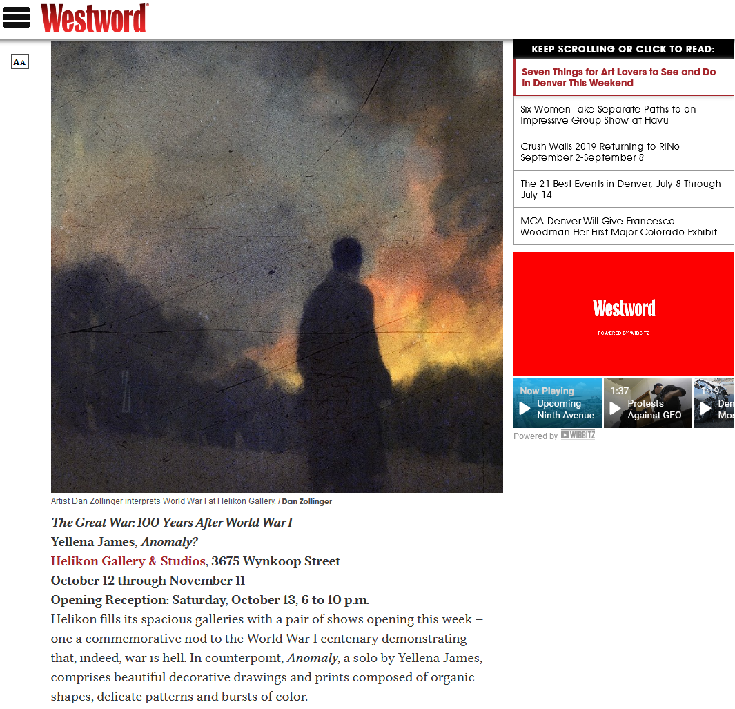 DAN ZOLLINGER ~ HELIKON GALLERY 2018 “THE GREAT WAR: 100 YEARS AFTER WW1