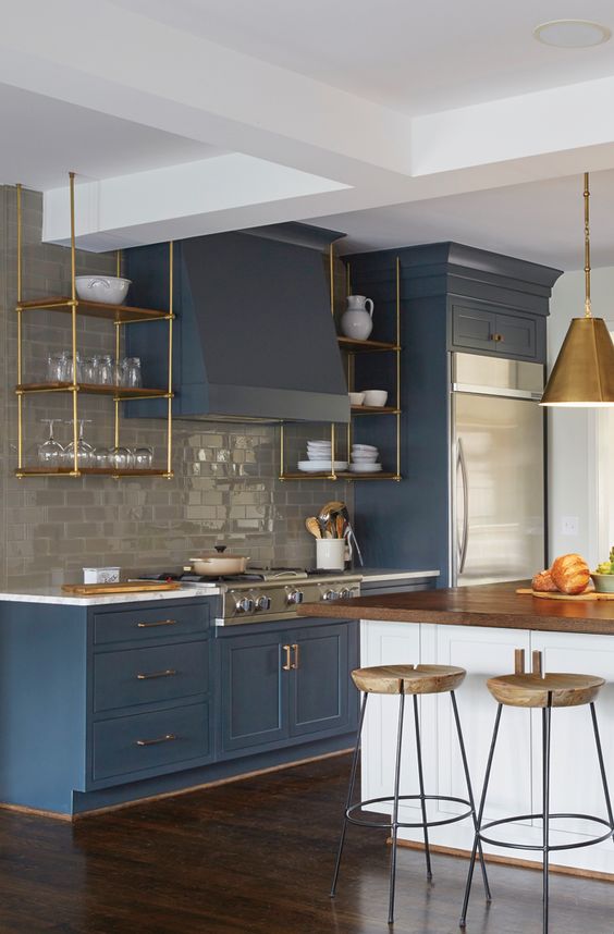 Open Shelving In The Kitchen, Ceiling Hung Glass Shelves