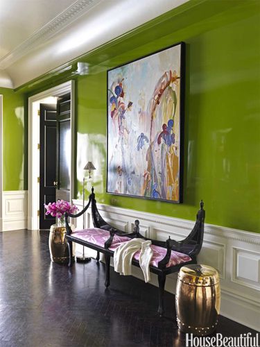 I love the mix of the plum with the lime green via house beautiful 