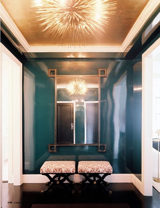I know I've used this photo before for a prior post, but it's bold use of the lacquered walls and gold ceiling is show stopping 
