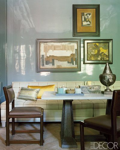 a classic space, yet unexpected with the lacquered walls 