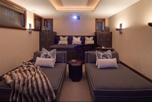 a cozy basement movie room